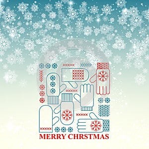 Merry Christmas snowflake retro background vector