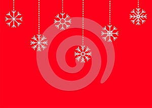 Merry Christmas. Snowflake winter icon set. Six white hanging snowflakes. Dash line. Happy New Year decoration sign symbol. Xmas