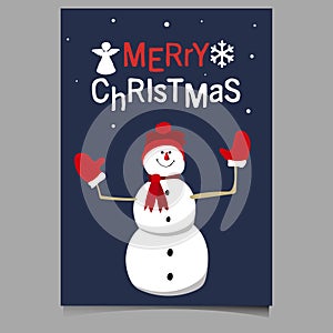 Merry christmas snowman character vector illustration cute