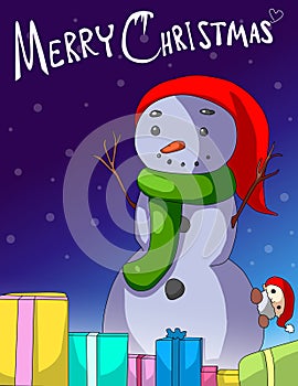 Merry Christmas snowman vector