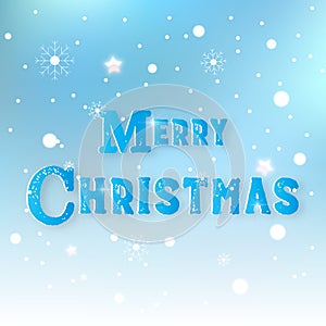 Merry Christmas snowy abstract background. Banner and Message text in holiday concept. Xmas theme. Vector illustration graphic