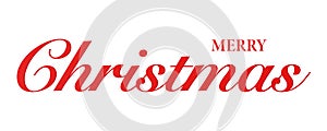 Merry Christmas text banner. Vecto icon on white background. 3D red calligraphy banner photo