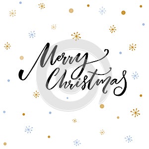 Merry Christmas text. Black typography on white