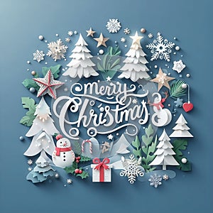Merry Christmas text Calligraphic Lettering