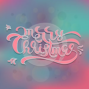 Merry Christmas text Calligraphic Lettering design card template.