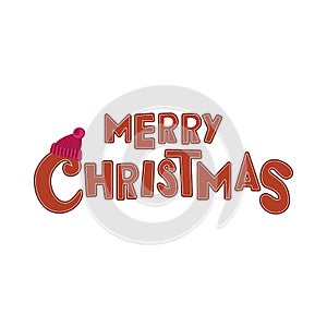 Merry Christmas text Calligraphic Lettering design card template. Creative typography Holiday Greeting Gift Poster.