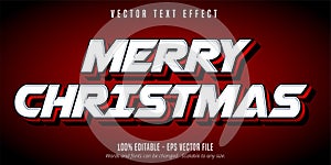 Merry Christmas text, cartoon style editable text effect