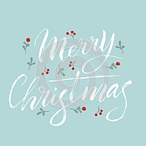 Merry Christmas text cute card. Traditional xmas holiday greeting text. Modern lettering party invitation. Vector