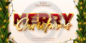 Merry christmas text effect, editable shiny gold text style