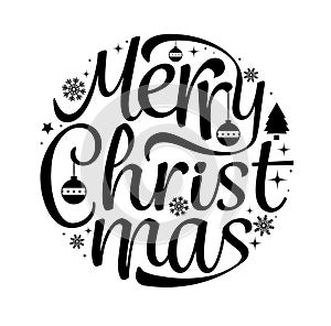 Merry Christmas text free hand design