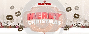 Merry Christmas text with free spin text with bonus dollars snow flakes white Christmas