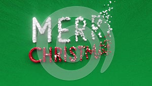 Merry Christmas text inscription, winter season holiday concept, glitter sparkle xmas decorative animated lettering