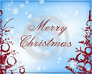 Merry Christmas text in light blue and dark red color