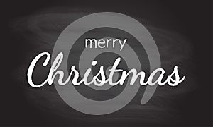 Merry Christmas text. Xmas greeting card or banner template isolated on blackboard texture with chalk rubbed background. Vector il