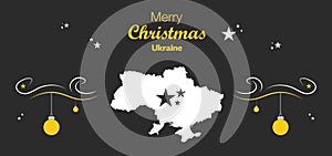 Merry Christmas theme with map of Ukraine