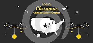 Merry Christmas theme with map of USA