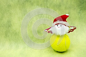 Merry Christmas to tennis player with Christmas decoration
