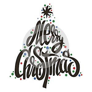 Merry Christmas tree handmade lettering