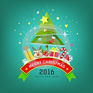 Merry Christmas Tree and happy new year design