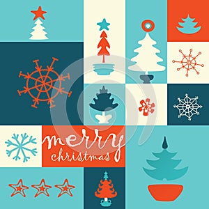Merry christmas tree post card