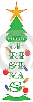 Merry Christmas Tree and Star Greeting with Clipping Path on White