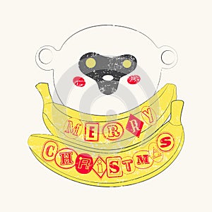 Merry Christmas. Typographic Christmas greeting card design. Grunge vector illustration.