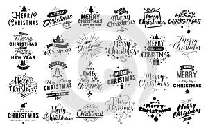 Merry Christmas typographic emblems set.