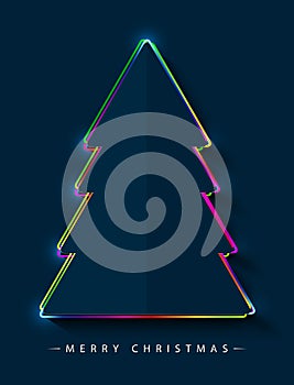 Merry Christmas! Vector abstract creative flat Christmas tree consisting of colorful multicolor outlines with glowing light effect