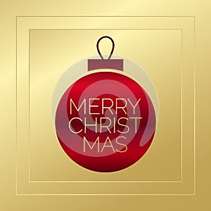 Merry Christmas vector banner. Gold and red gradient greeting card. Glowing golden background for celebration, congratulation, web