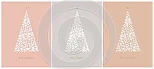 Merry Christmas Vector Card with Tree made of Stars.