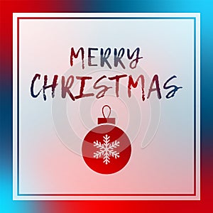 Merry Christmas vector congratulation. Greeting card. Gradient background, ball with snowflake. Winter holiday illustration