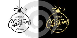 Merry christmas vector design black and gold collection on black and white