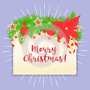 Merry Christmas vector greeting card.