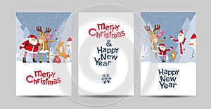 Merry Christmas vector lettering design template set