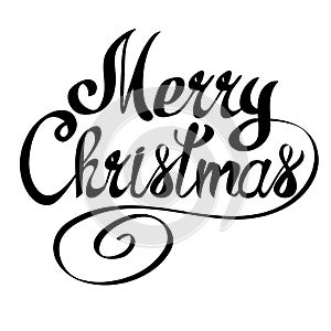 Merry Christmas vector lettering text. Xmas calligraphic design gift card, banner, poster