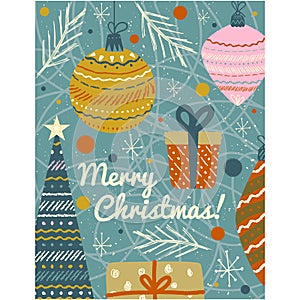 Merry Christmas vector poster or banner design