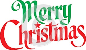 Merry Christmas vector text design with A vector illustration of calligraphic lettering that says Merry Christmas. photo
