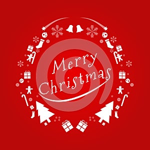 Merry Christmas Vector Text in English. Design Card Template. Creative Christmas Assets Decoration for Holiday Greeting