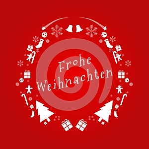 Merry Christmas Vector Text in German. Design Card Template. Creative Christmas Assets Decoration for Holiday Greeting