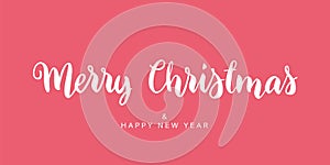 Merry Christmas vector text hand drawn lettering.