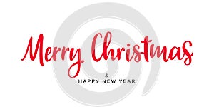 Merry Christmas vector text hand drawn lettering.