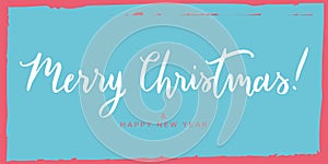 Merry Christmas vector text hand drawn lettering.