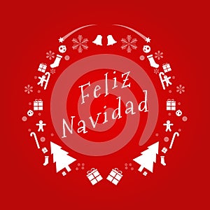 Merry Christmas Vector Text in Spanish. Design Card Template. Creative Christmas Assets Decoration for Holiday Greeting