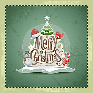 Merry Christmas vintage design background