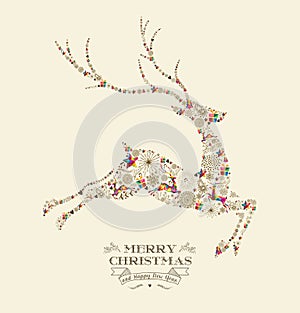 Merry Christmas vintage reindeer greeting card