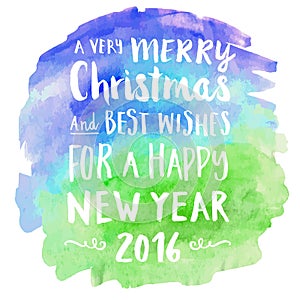 Merry christmas watercolor hand written greeting card