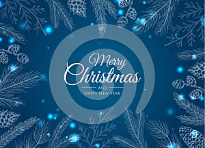 Merry Christmas web banner. Background for invitation or seasons greeting.