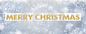 Merry Christmas - White snowflake greetings text Christmas banner