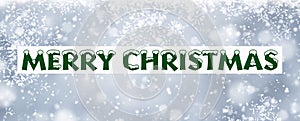 Merry Christmas - White snowflake greetings text Christmas banner