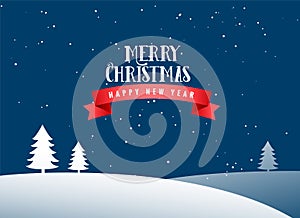 Merry christmas winter landscape background